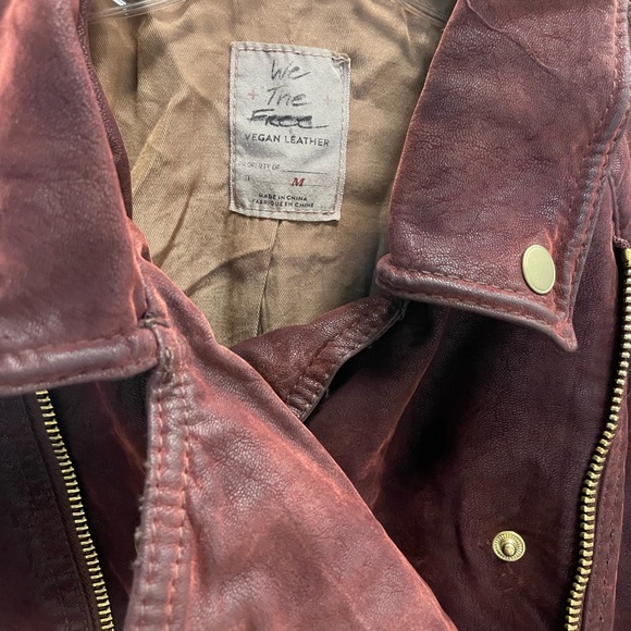 NEW Free People Leather Moto Jacket & M |  Tags Attached |Melrose Vegan - Picture 3 of 3